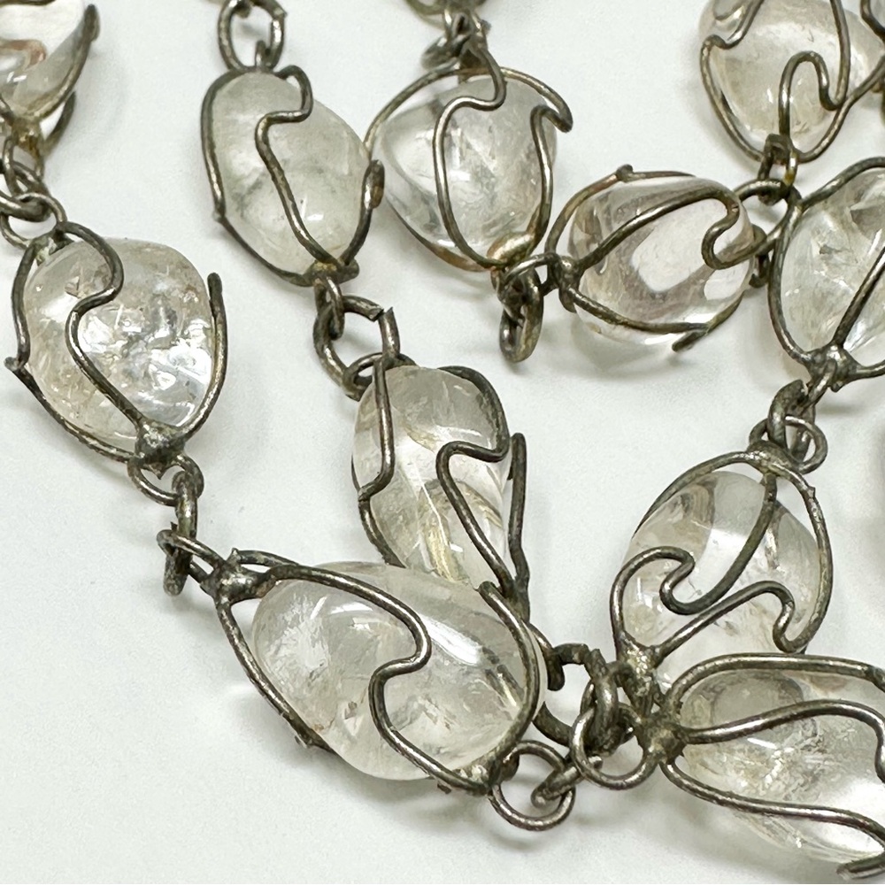 70s Vintage Wire Wrapped Caged Quartz Necklace - Picture 6 of 6